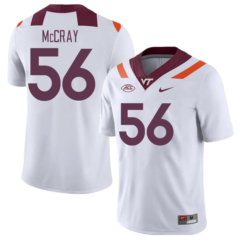 Men #56 C.J. McCray Virginia Tech Hokies College Football Jerseys Stitched Sale-White - Click Image to Close